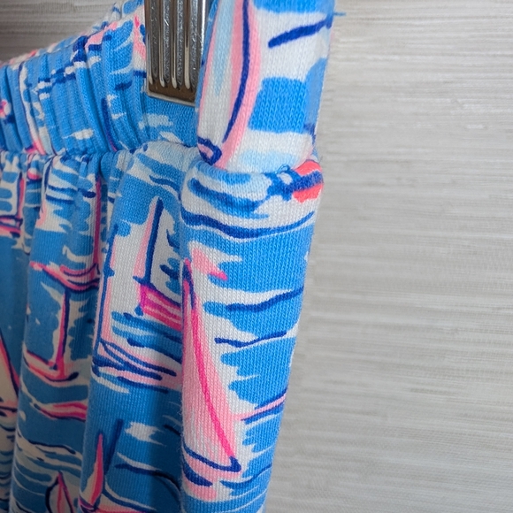 Lilly Pulitzer Jace Romper Zanzibar Blue Sailboats Medium Strapless Pink - Picture 9 of 12